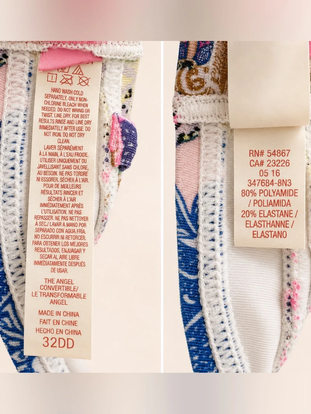 Victoria’s Secret Dream Angels Halter Bra 32DD Floral Convertible- Y2K